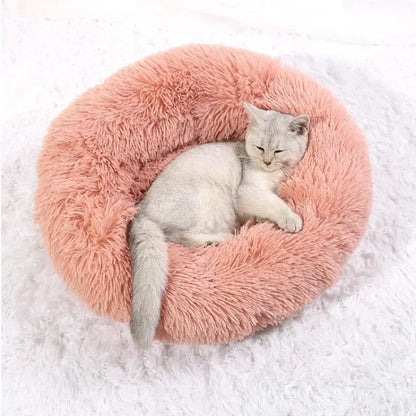 Super Soft Cat Bed Plush Donut Design for Comfort - Smarsty