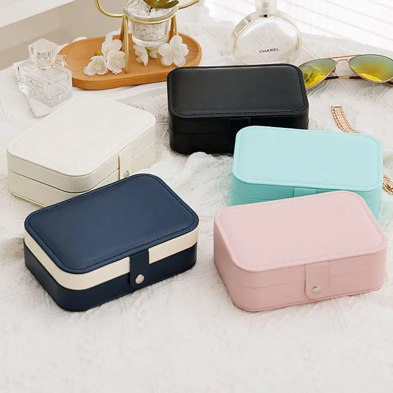 Portable Leather Jewelry Storage Box Travel Organizer - Smarsty