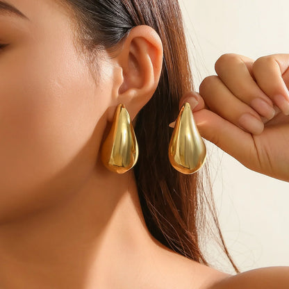 Chunky Gold Plated Hoop Earrings Set for Women - Smarsty