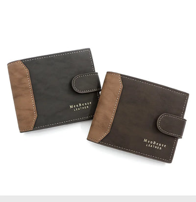 Men's Wallet with Hasp Business Card Holder Case Male Short Purse PU Leather Money Bag for Men Credit Card Wallets - Smarsty