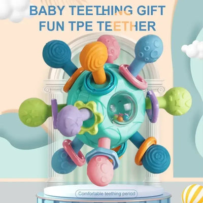 Baby Toys 0 12 Months Rotating Rattle Ball Grasping Activity Baby Development Toy Silicone Teether Baby Sensory Toys for Babies - Smarsty