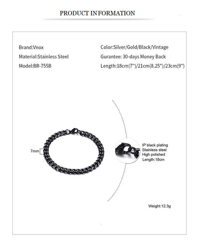 Vnox Men's Stainless Steel Cuban Link Chain Bracelet - Smarsty