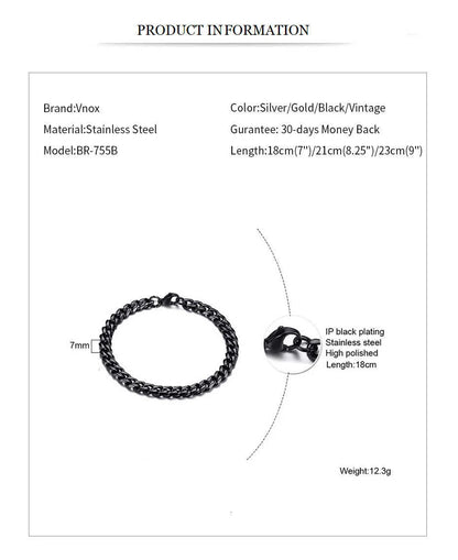Vnox Men's Stainless Steel Cuban Link Chain Bracelet - Smarsty