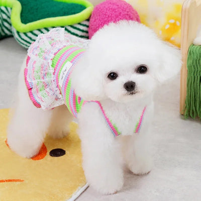 Colorful Striped Dog Dress for Summer Fun - Smarsty