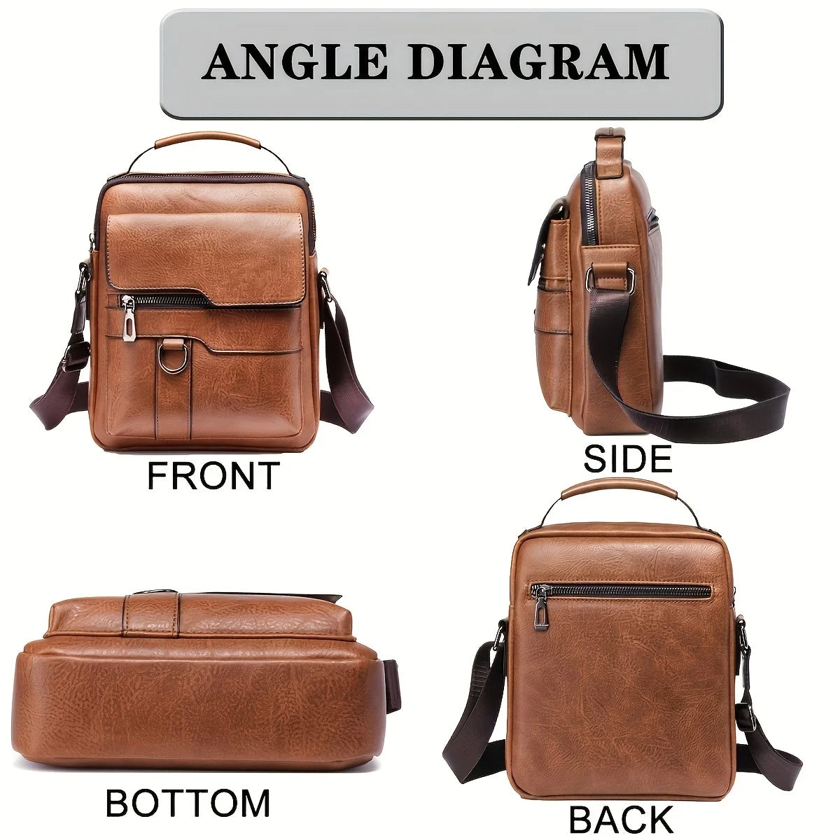 Men's PU Leather iPad Shoulder Bag Crossbody With Flap - Smarsty