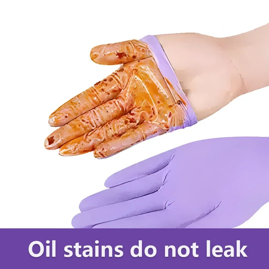 10-100pcs Disposable Purple Nitrile Gloves Latex Free Waterproof Suitable for Kitchen Food Processing Beauty Salon Work Glove