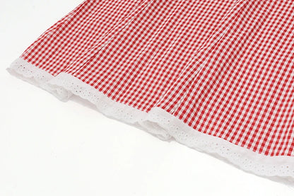 WhereMery Plaid Y2K Lace Vintage Spaghetti Strap Mini Dresses Backless Aesthetic Casual Slim Dress New Streetwear Women Vestidos - Smarsty