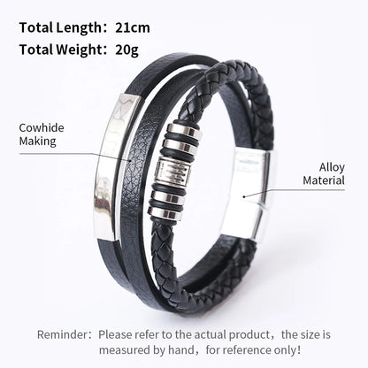 Trendy Leather Bracelets For Men Multilayer Braided Rope - Smarsty