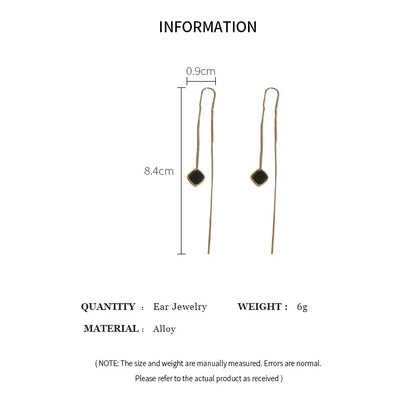 Geometric Gold Drop Earrings for Women with Long Tassels - Smarsty