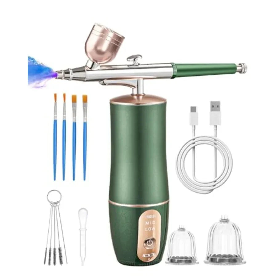 Rechargeable Portable Cordless Airbrush Kit with Compressor for Nail Art Makeup Application Fine Painting and Cake Decoration V
