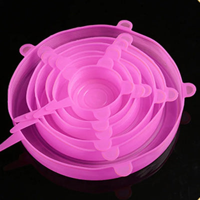 6 Pcs Silicone Cover Stretch Lids for Kitchen Microwave Food Covers Bowl Caps Elastic Silicone Lid Cap Universal Adaptable Lids by Smarsty