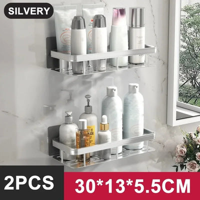 Aluminum Alloy Bathroom Shelf No Drill Storage Solution - Smarsty