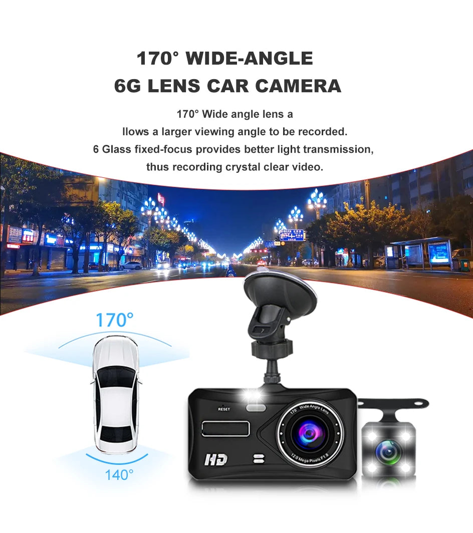 1080P Dash Cam With Night Vision Front And Rear Recording - Smarsty