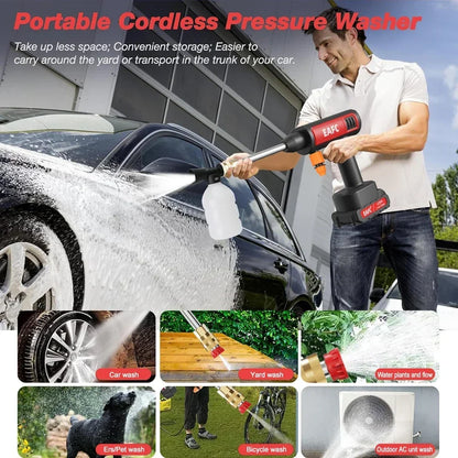 Cordless Car Wash Gun 60Bar High Pressure Washing Guns High Pressure Washer Spray Water Gun Portable Washing Machine for Garden