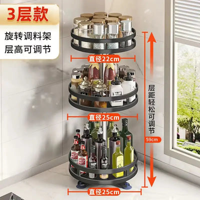 360°Rotation Spice Rack Organizer Jar Cans Non-Skid Storage Tray for Seasonings Kitchen storage rack Kitchen Accessories by Smarsty