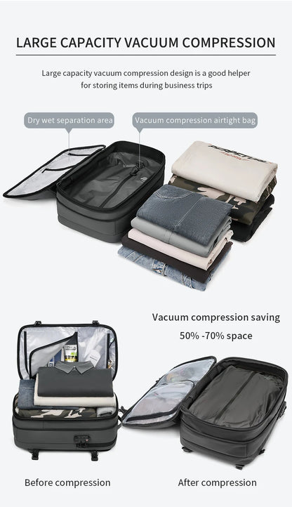 Men Travel Backpack vacuum compression 17 inch Laptop Backpack Business Large Capacity school Backpack Expanded Hiking backpack - Smarsty