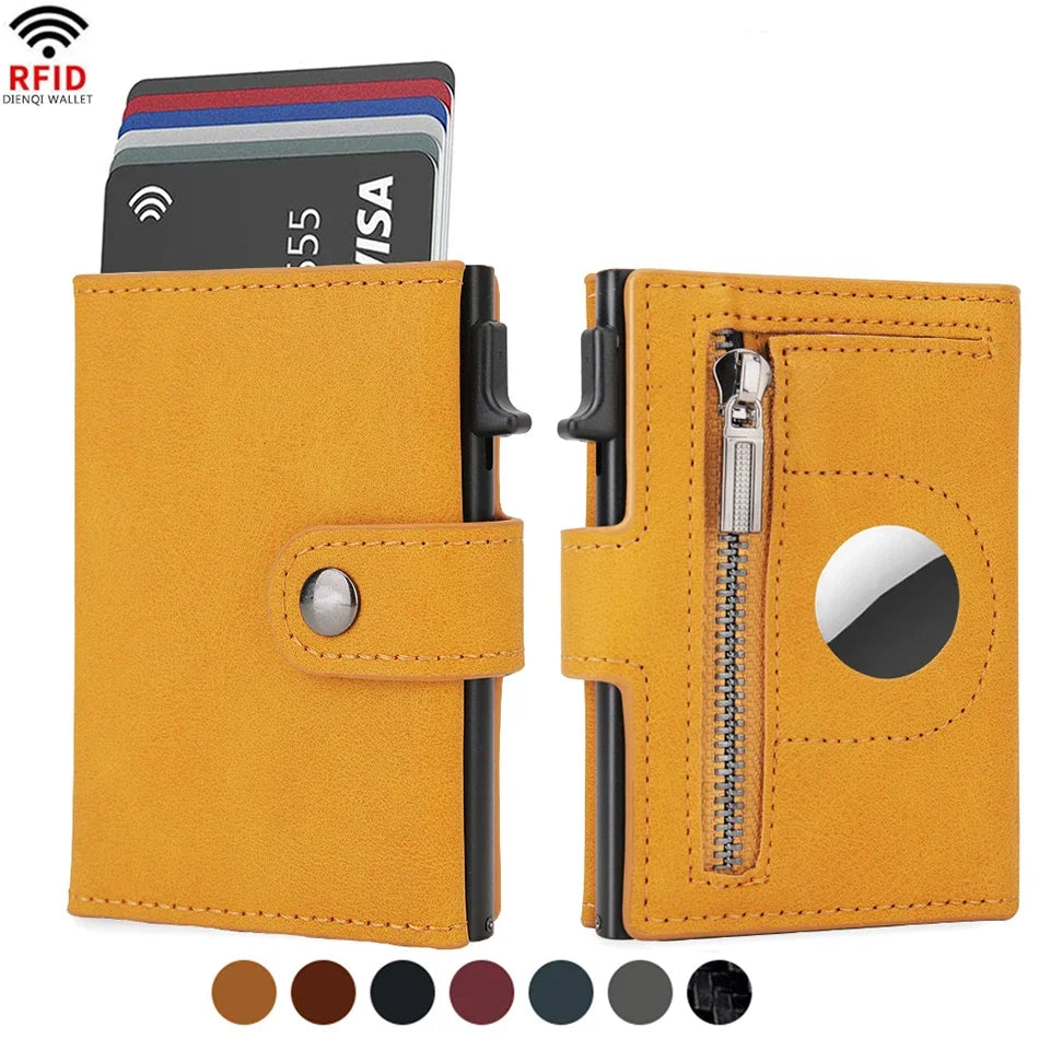 Rfid Carbon Fiber Men Wallets for Airtag Luxury Slim Mini Credit Card Holder Wallets for Men Air Tag Tracker Minimalist Purse - Smarsty
