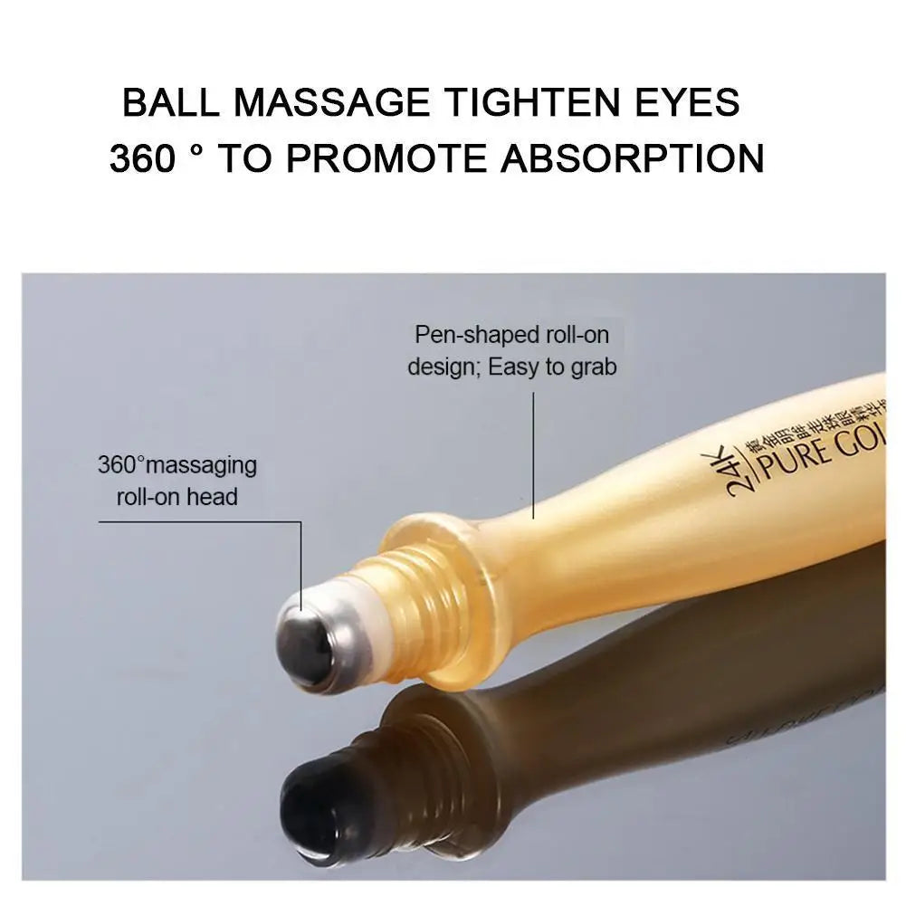 24K Gold Eye Roller Cream for Dark Circles and Puffiness - Smarsty