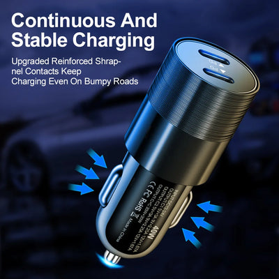 HeavyDuty USB Type C Car Charger PD Fast SixtyFiveW Output - Smarsty