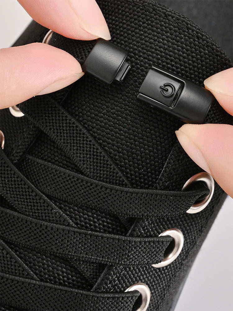 8mm No Tie Shoe Laces Press Lock Shoelaces Without Ties Elastic Laces Sneaker Kids Adult Widened Flat Shoelace for Shoes - Smarsty