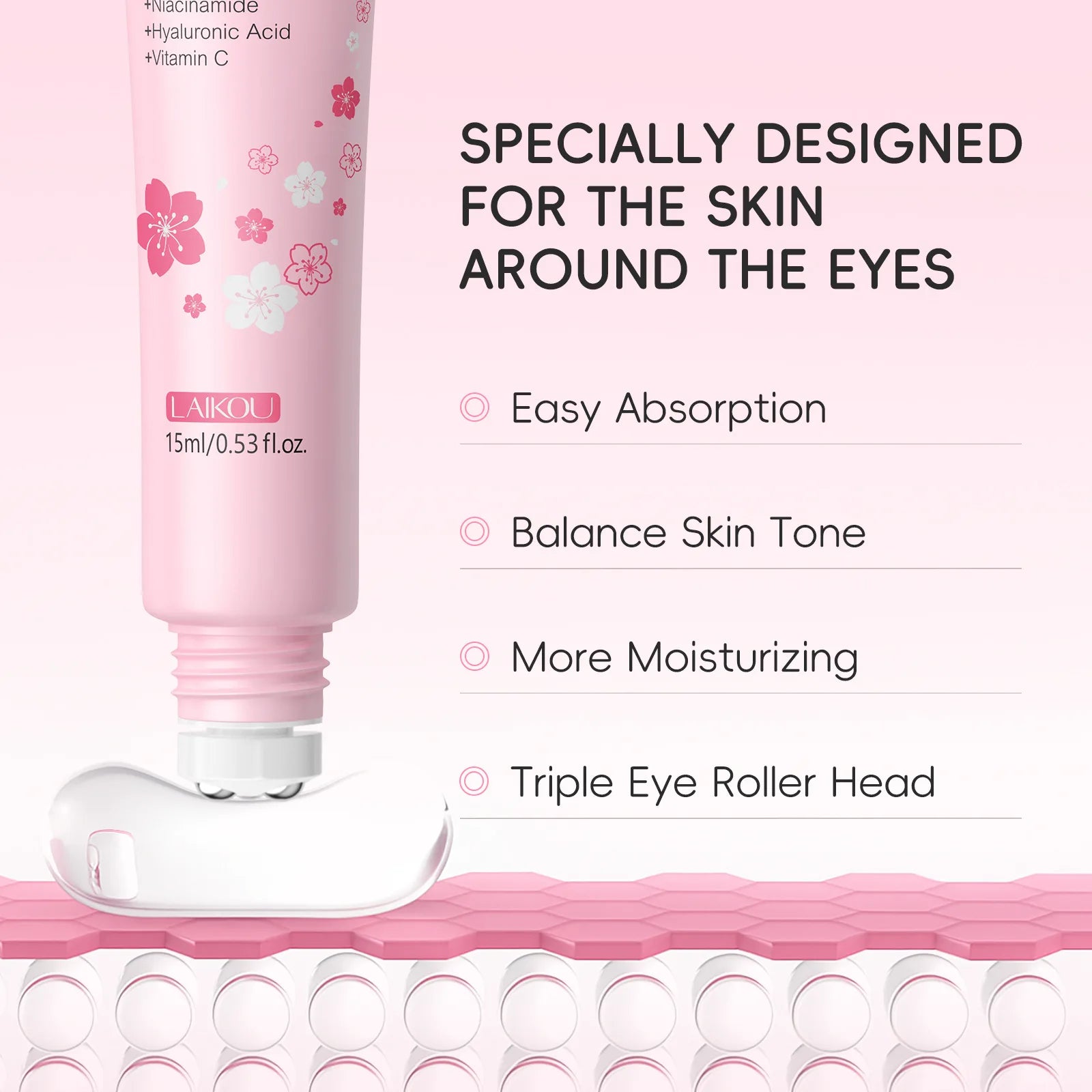 LAIKOU Sakura Eye Serum Roller for Dark Circles - Smarsty