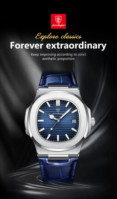 Luxury Waterproof Square Men's Quartz Watch with Luminous Dial - Smarsty