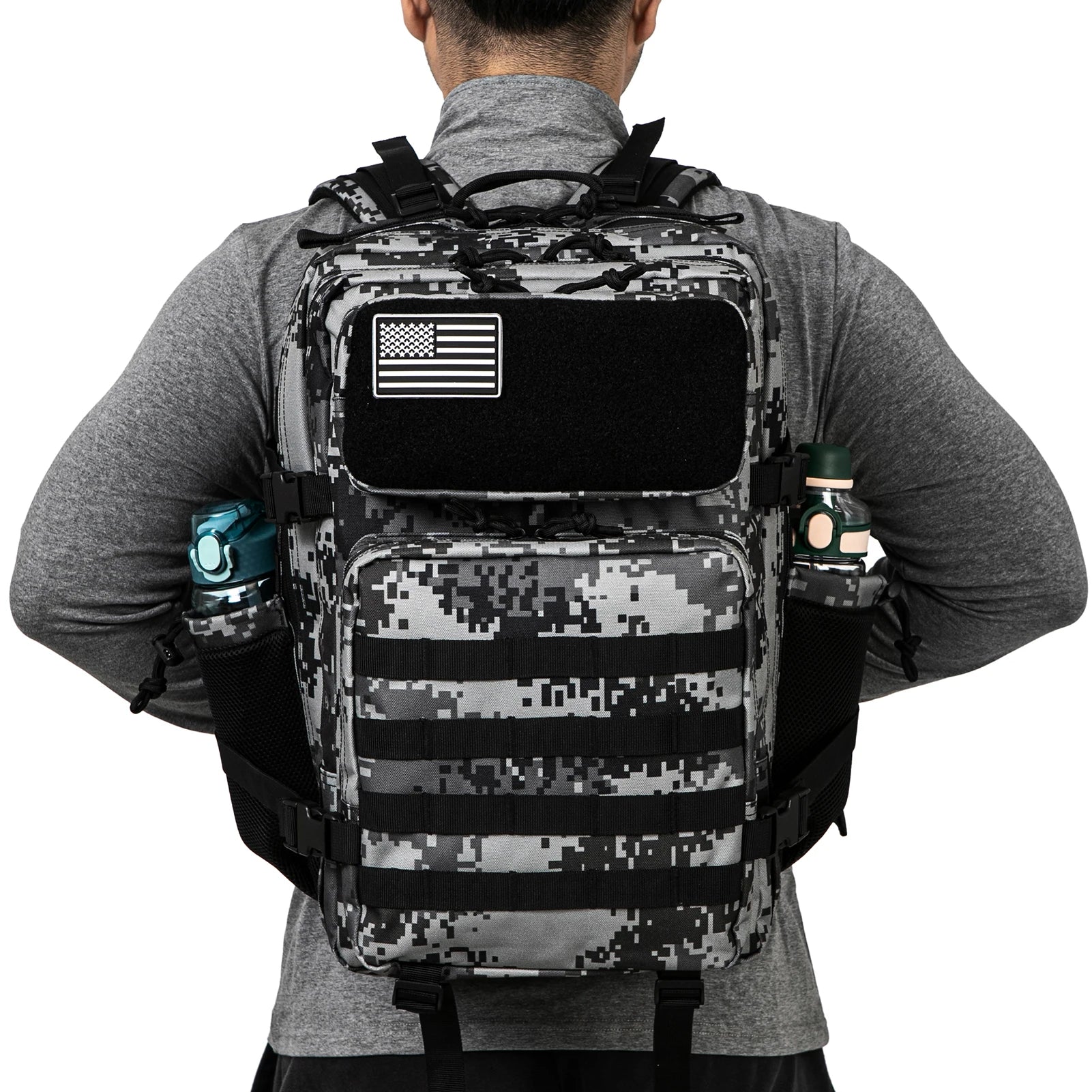 45L Tactical Backpack survival Bag Hunting MOLLE Backpack GYM For Men EDC Outdoor Hiking Rucksack Witch Bottle Holder - Smarsty
