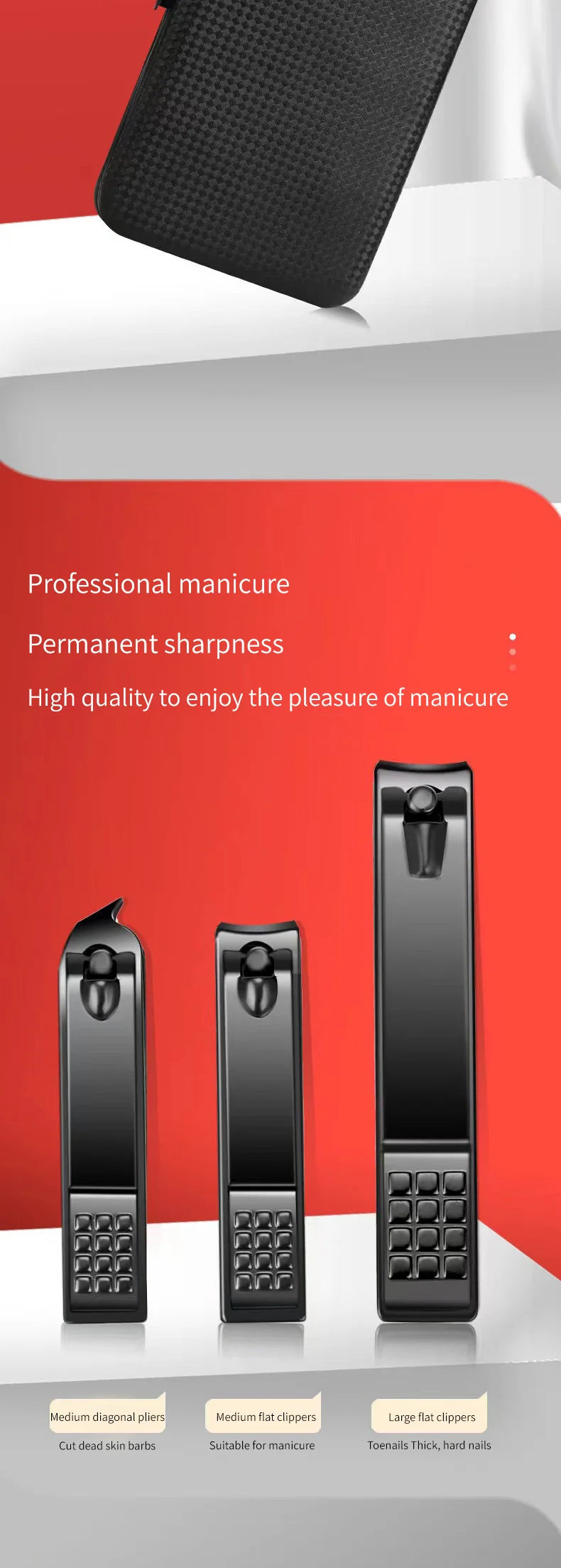 Convenient Black and Red Nail Clipper Set - Smarsty