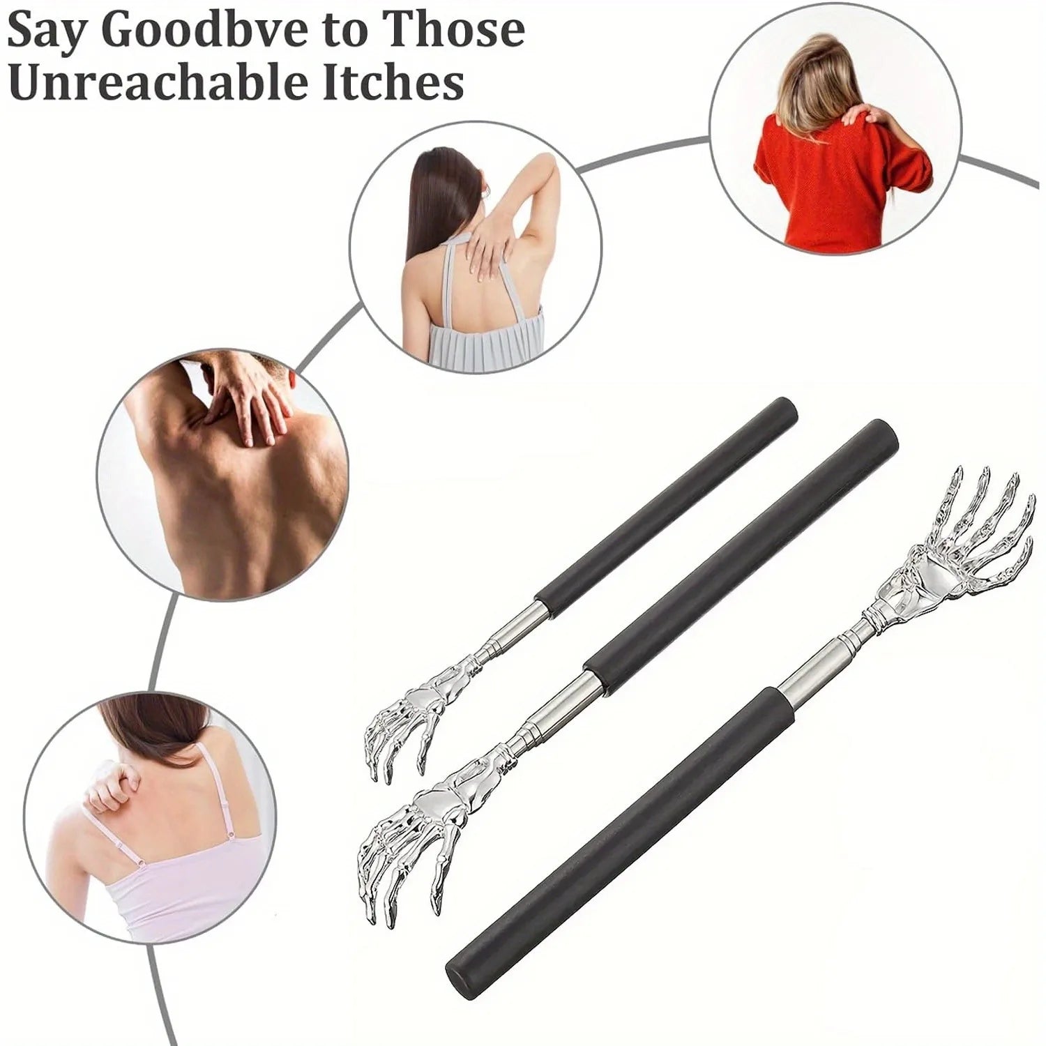 Portable Extendable Back Scratcher Stainless Steel Telescoping Back Scratcher for Both Human and Pets Extendable Back Massager - Smarsty