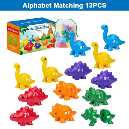 Dinosaur Matching Game Toys Alphabet Matching / Number Matching Montessori Toy for Kids Learning Colors Numbers Letters Toy