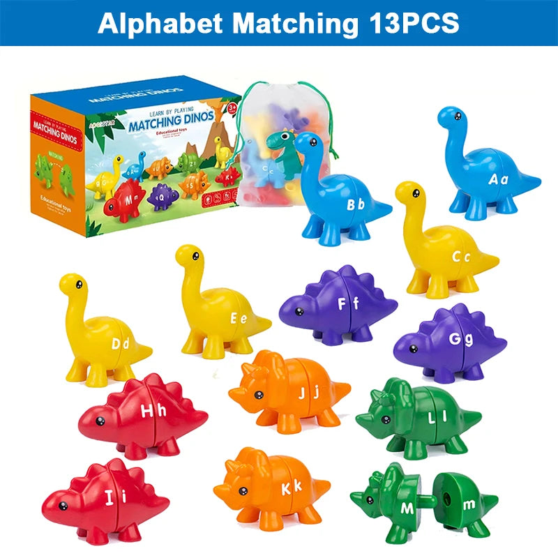 Dinosaur Matching Game Toys Alphabet Matching / Number Matching Montessori Toy for Kids Learning Colors Numbers Letters Toy