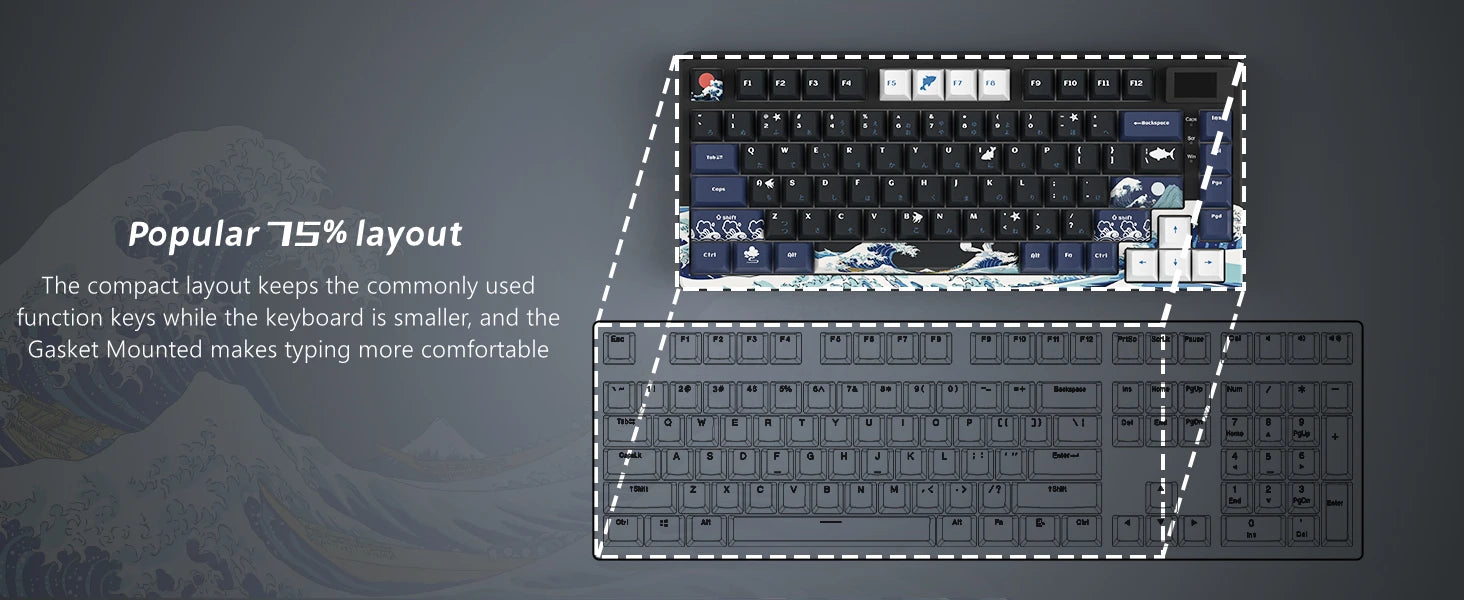 Wired Mechanical Keyboard With OLED Display Hot Swappable