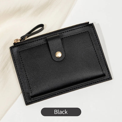 Minimalist and fashionable women's short card bag, ultra-thin mini PU leather zero wallet, women's credit card holder wallet - Smarsty