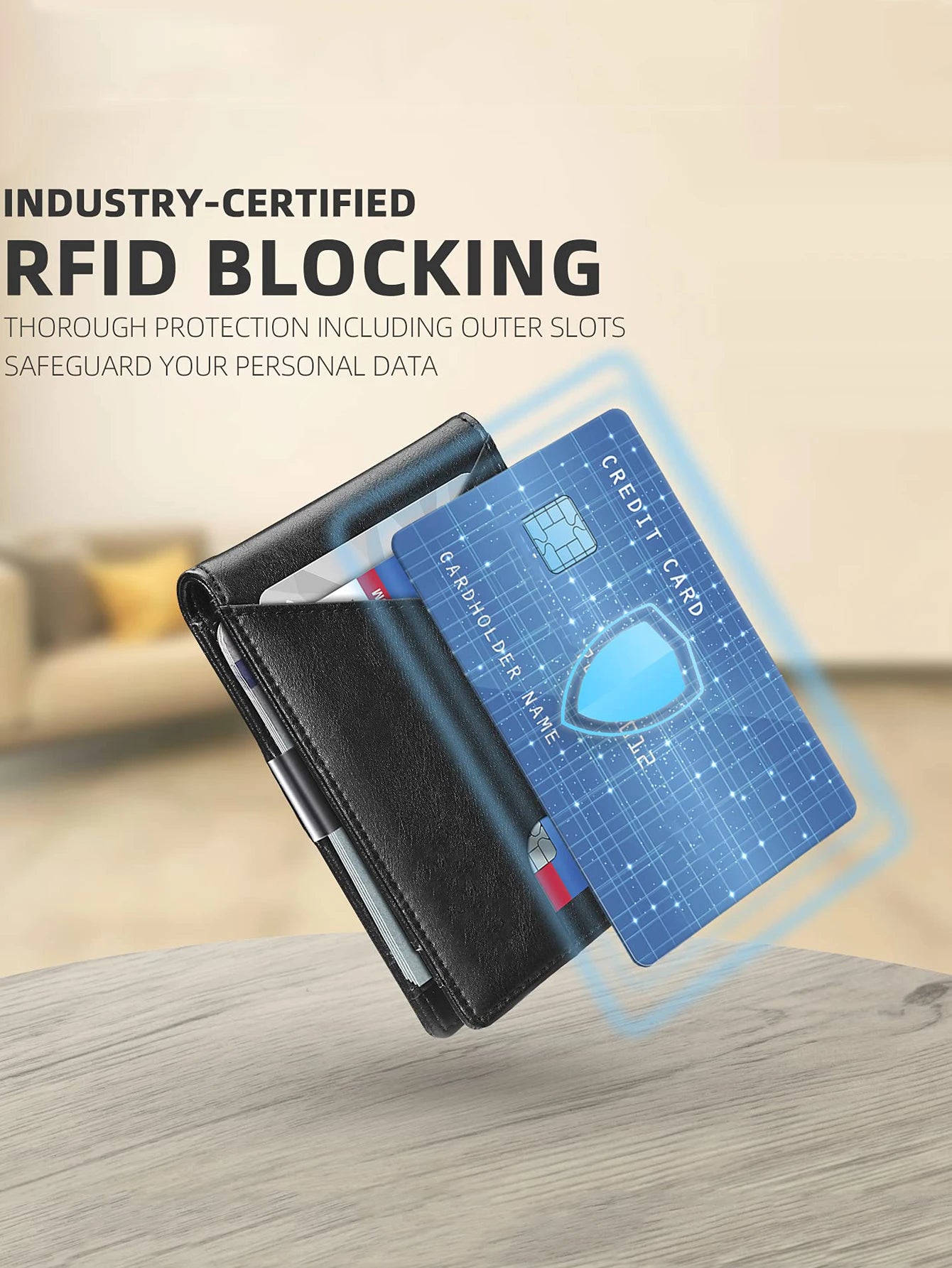 Minimalist men's wallet RFID anti-theft brush double fold cross front pocket portable card holder 12 card multifunctional wallet - Smarsty