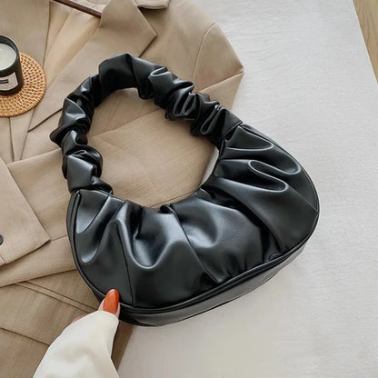 Pleated PU Cloud Bag For Women Shoulder Handbag Everyday - Smarsty