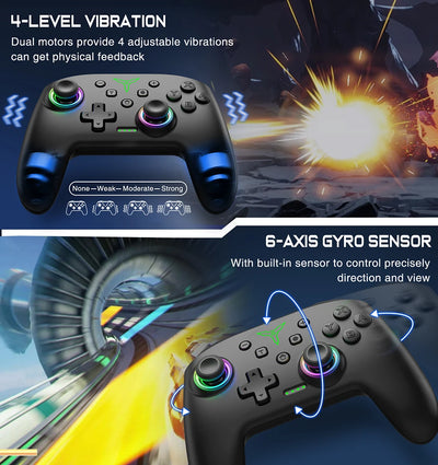 Dinofire Wireless Bluetooth RGB Controller for Nintendo Switch - Smarsty