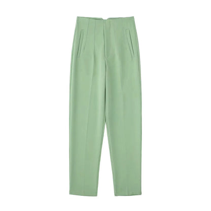 TRAFZA Women Elegant Solid Pencil Pants High Waist Pant For Women Casual Streetwear Woman Trousers Office Wear Chic Pant - Smarsty