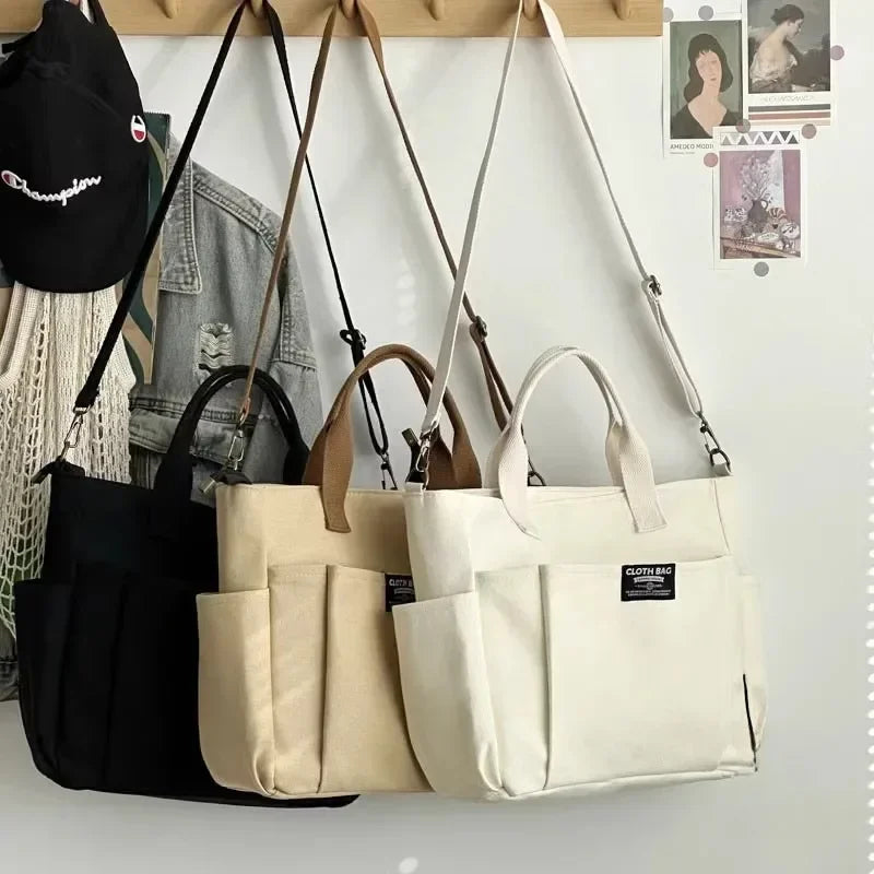 Canvas Ladies Bag Large Capacity Shoulder Tote For Students - Smarsty