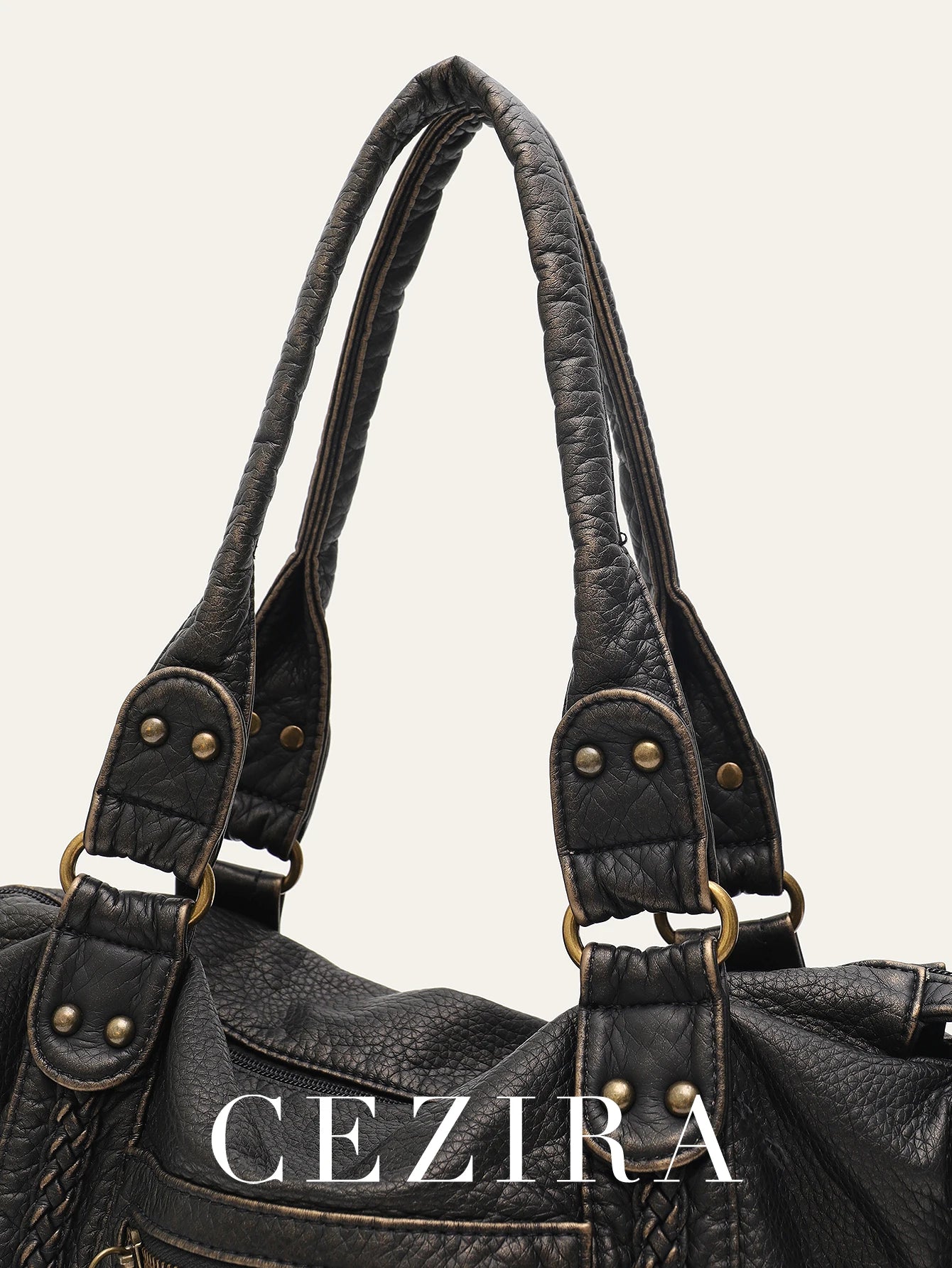 PU Leather Tote Bag With Zip Pockets Crossbody For Travel - Smarsty