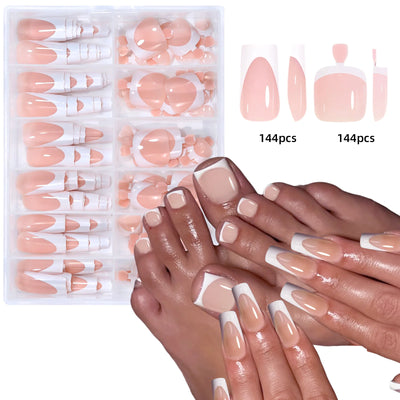 144 Piece Summer Shiny Acrylic Toenail Set - Smarsty
