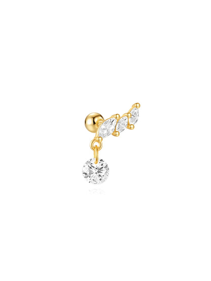 925 Sterling Silver Lotus Tassel Zircon Stud Earrings - Smarsty
