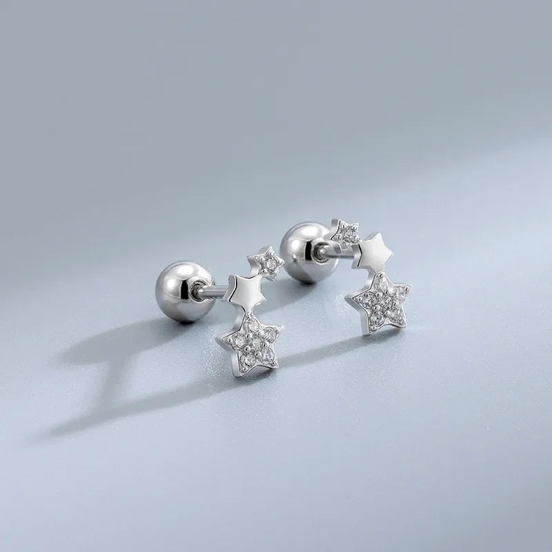 Hypoallergenic Heart Stud Earrings Screw Back For Women - Smarsty
