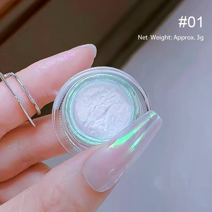 Aurora Pearl White Nail Glitter Powder for Stunning Designs - Smarsty