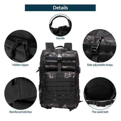25L/50L Sturdy Nylon Waterproof Tactical Sports Trekking Fishing Hunting Camping Hiking Bag Backpack Outdoor Rucksacks - Smarsty