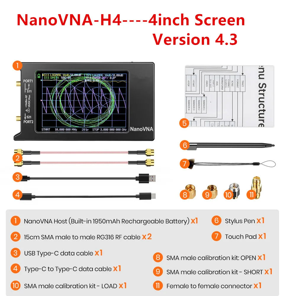 NanoVNA-H4 Vector Network Analyzer with SD Card Slot - Smarsty