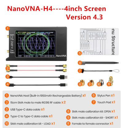 NanoVNA-H4 Vector Network Analyzer with SD Card Slot - Smarsty