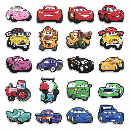 MINISO 20pcs Cars Shoe Decorations Shoe Accessories Charms For Clogs Bogg Bag Bubble Slides Sandals