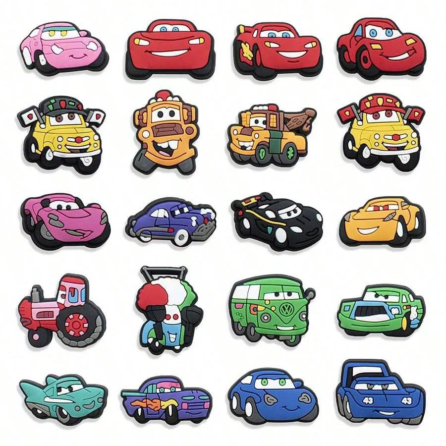 MINISO 20pcs Cars Shoe Decorations Shoe Accessories Charms For Clogs Bogg Bag Bubble Slides Sandals