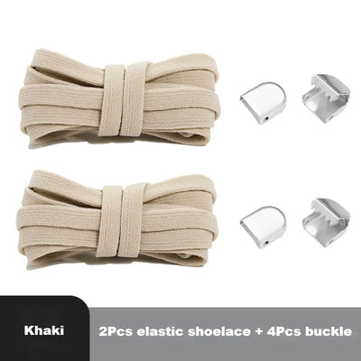 Flat Elastic Shoe Laces Sneakers No Tie Shoelaces for Shoes Tennis Quick Shoelace Clips Without Ties Shoe Accessories Kids Adult - Smarsty