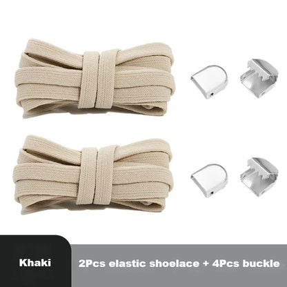 Flat Elastic Shoe Laces Sneakers No Tie Shoelaces for Shoes Tennis Quick Shoelace Clips Without Ties Shoe Accessories Kids Adult - Smarsty